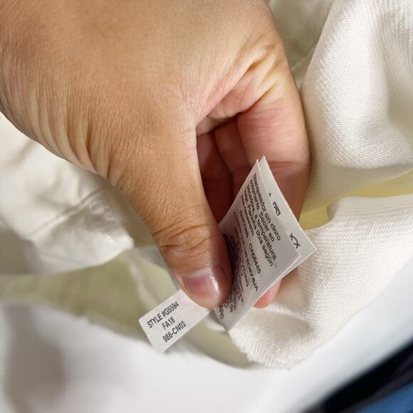 J Crew 4 White Denim Shift Dress Crew Neck Sleeveless Pockets Cotton Keyhole - Picture 13 of 13